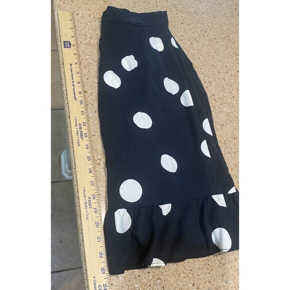 ModCloth Womens Skirt Size 4 Faux Wrap Polka Dot Print Ruffle 26 Black And White - Picture 5 of 9